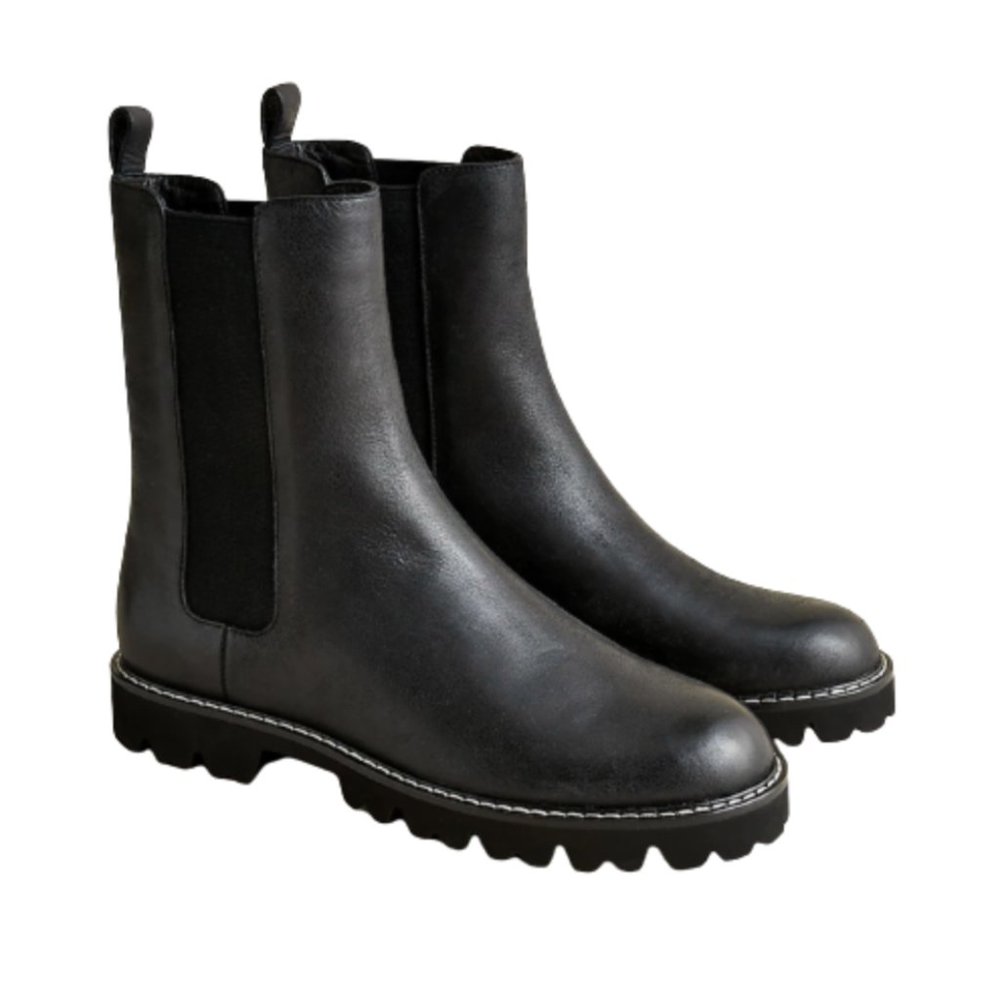 JCrew Gwen Chelsea Boots Booties Womens 6.5 Black Lug Sole Leather Jaden NEW